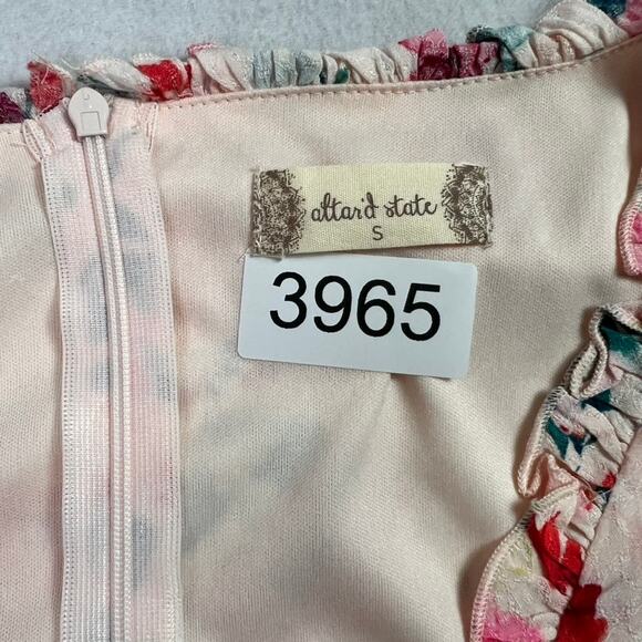 Altar’d State Romper Shorts Womens Small Pink floral Tiered Ruffled Tie V Neck - Picture 7 of 13